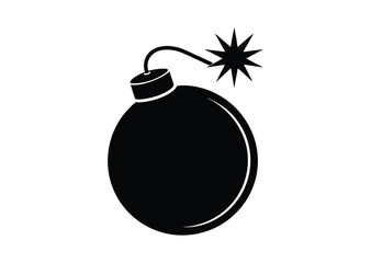 Bomb silhouette black vector white background