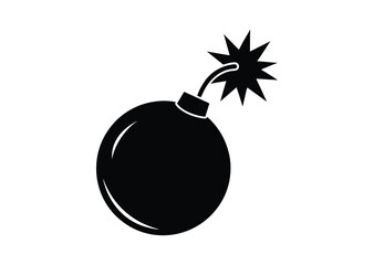 Bomb silhouette black vector white background