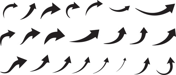 Flat style curved arrow icon collection isolated. different kinds of arrow symbol indicator. for your apps, websites and UI or UX design & projects.