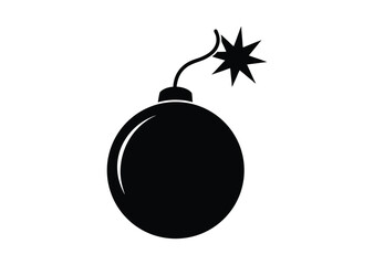 Bomb silhouette black vector white background