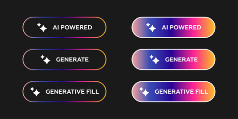 Modern, AI-powered buttons with  vibrant gradient design for futuristic interface applications