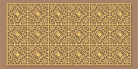 Seamless geometric pattern for laser cutting or cnc routing, intricate arabesque lattice design for panel vector © Laiju Akter