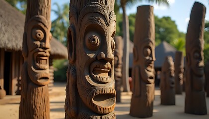 Polynesian Wooden Tiki Figures