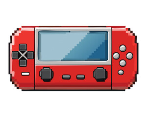 Illustration of a Retro Pixelated Handheld Game Console for a Video Game © firstprincess