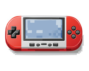 Classic retro red portable gaming console featuring a pixelated screen, a nostalgic illustration perfect for an old-school gaming project