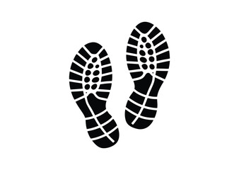 Pair of running shoe prints silhouette black vector white background