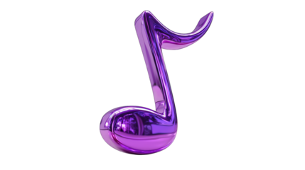 Bright purple 3D musical note with smooth curves