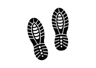 Pair of running shoe prints silhouette black vector white background