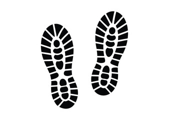 Pair of running shoe prints silhouette black vector white background