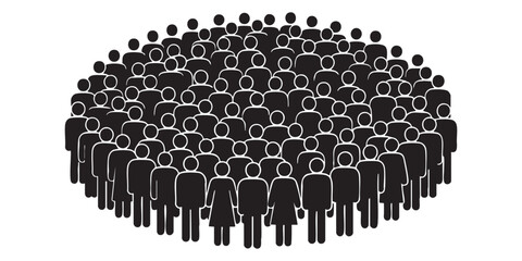 Large Group of People Icon Circular Crowd Illustration