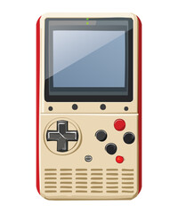 Cream and black handheld console with a retro design, representing the golden era of portable gaming technology © firstprincess