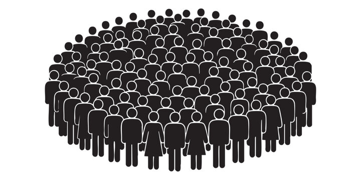 Large Group of People Icon Circular Crowd Illustration
