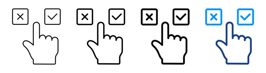 Yes Or No Icon Multiple Outline Collection Set