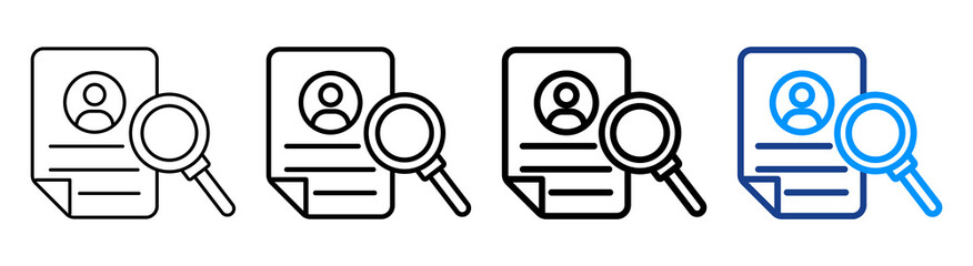 Background Check Icon Multiple Outline Collection Set