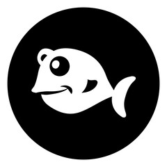 black and white illustration of fish icon 
