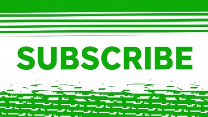 A bright green background featuring the word subscribe in bold white capital letters centered horizontally