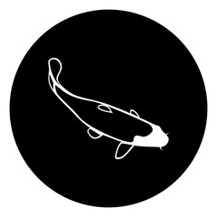 black and white illustration of fish icon 