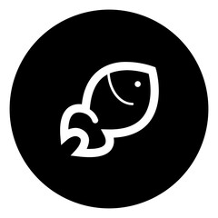 black and white illustration of fish icon 