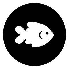 black and white illustration of fish icon 