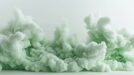 Abstract Green Ink Cloud Formation