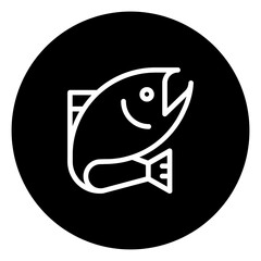black and white illustration of fish icon 