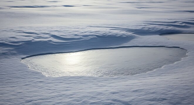Sunlight reflects on meltwater pond on arctic sea ice - Powered by Adobe