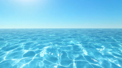 Fototapeta premium Tranquil Blue Ocean Surface Under Clear Bright Sky