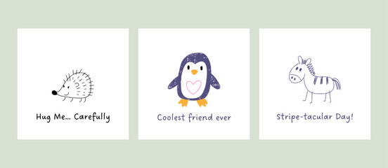 Cute animal postcards with funny quotes for kids © Anna