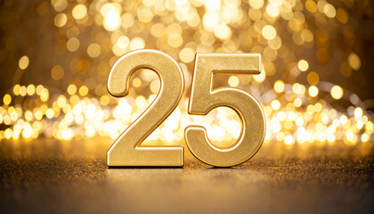 Glowing Golden Number 25 Celebration