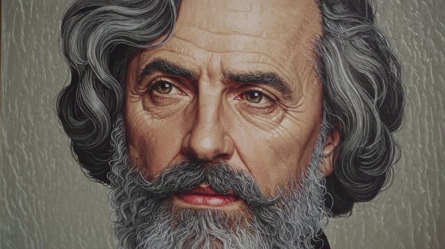 Exquisite Portrait of a Gentleman With Silver Hair and a Sophisticated Beard, Showcasing Intricate Details and Expressive Features Generative AI