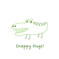 Funny crocodile postcard with cute kid friendly design