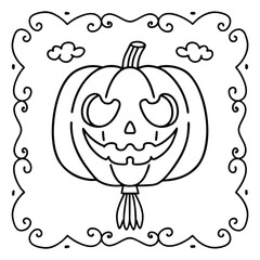 Halloween Vibes Coloring Page – Spooky and Cute Halloween-Themed Printable for Adults and Kids, Haunted House, Pumpkins, Ghosts, and Bats Line Art