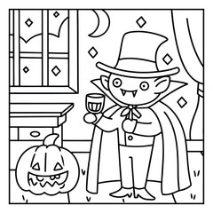 Halloween Vibes Coloring Page – Spooky and Cute Halloween-Themed Printable for Adults and Kids, Haunted House, Pumpkins, Ghosts, and Bats Line Art