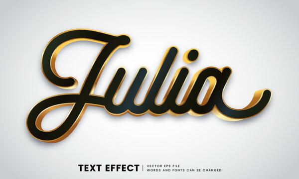 Editable 3d julia gold text effect. Fancy font style perfect for logotype, title or heading text.
