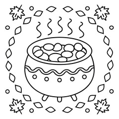 Halloween Vibes Coloring Page – Spooky and Cute Halloween-Themed Printable for Adults and Kids, Haunted House, Pumpkins, Ghosts, and Bats Line Art