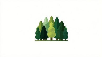 Minimal flat green forest conservation sustainability logo with clean lines centered on neutral background