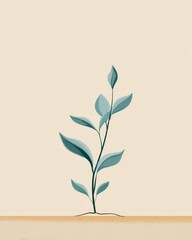 Minimalist Clean Lines illustration of a young plant shoot emerging from cracked earth symbolizing steady growth through adversity