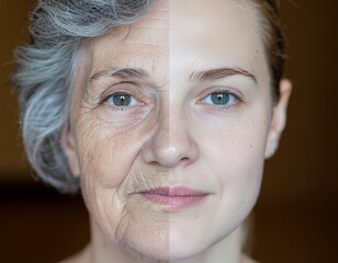 The Transformation of Age A Lively Split Portrait Showcasing Both Youth and Aging - young and old