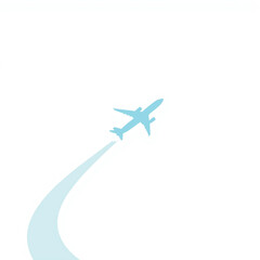 Fototapeta premium vector illustration of a blue airplane with blue lines on a white background