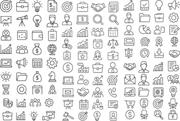 Business Analytics and Data Science Icons - Thin Line Vector