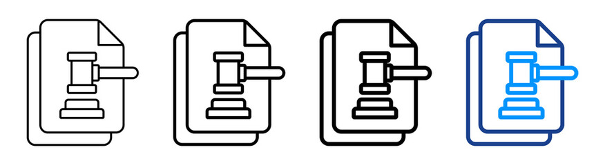 Legal Document Icon Multiple Outline Collection Set