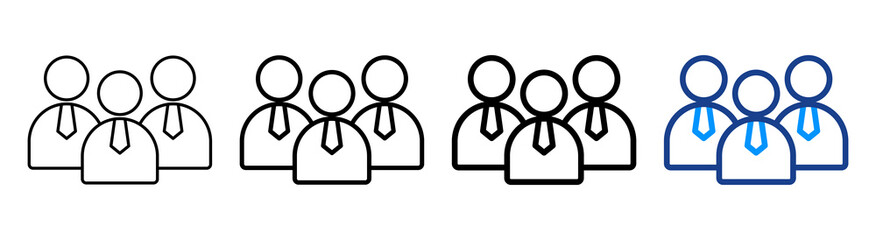 Employee Icon Multiple Outline Collection Set