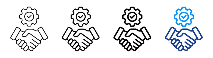 Cooperation Icon Multiple Outline Collection Set