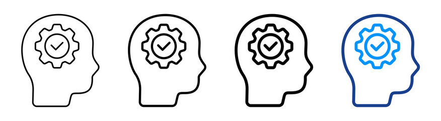 Human Mind Icon Multiple Outline Collection Set