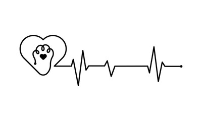 Cat heartbeat vector design on white background