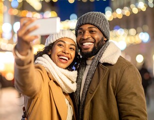 Couple taking selfie at night (1)