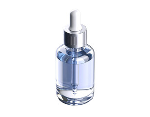 Fototapeta premium Isometric Transparent Glass Vial with Dropper Cap, Transparent Background PNG