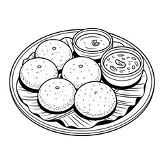 idli illustration vector style colouring page line art
