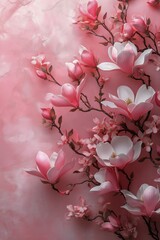Naklejka premium Blossoming Magnolia Flowers in Soft Pink Hues During Spring Season.