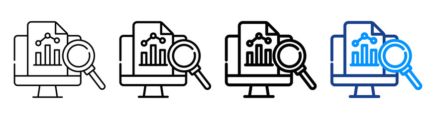 Data Analytics Icon Multiple Outline Collection Set